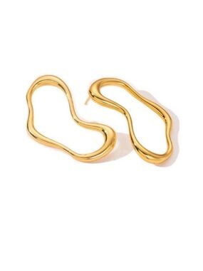 Trending! Sculptural Wavy Gold Post Earrings (1009) NWOT